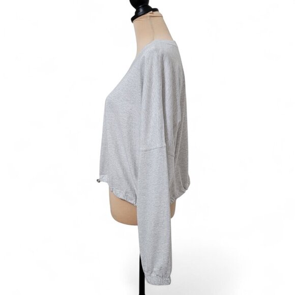 Calvin Klein Size XL Light Gray Long Sleeve Cropped Pullover with Drawcord Waist - Picture 4 of 14